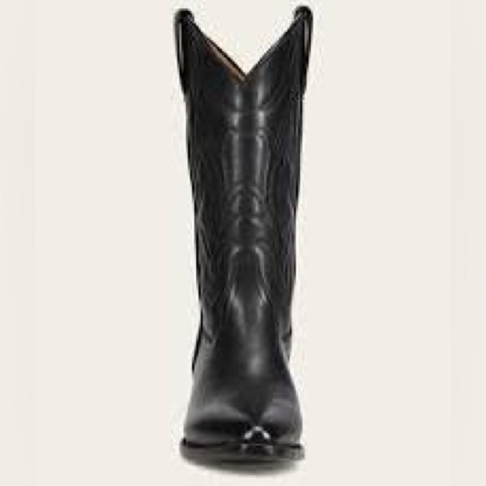 Men's Black Leather Western Boots - Classic Cowboy Style